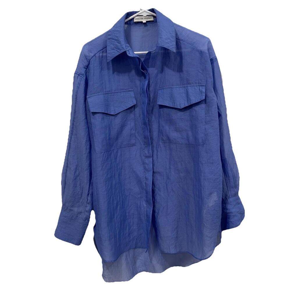 English Factory Blue‎ Oversized Button Down Gauze Like Shirt Size XS Lightweight